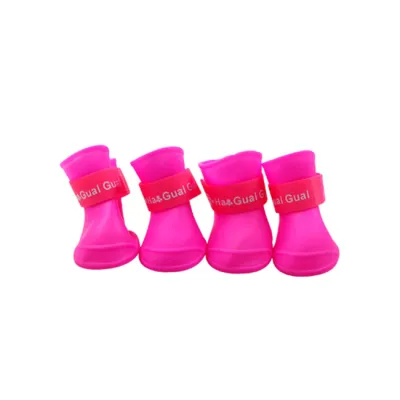 S-L 4pcs Pet Dog Silicone Rain Shoes, Waterproof Outdoor Pet Boots