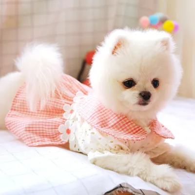 Pink Plaid Pattern Pet Dog Princess Skirt for Small Dogs