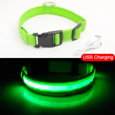 USB Charging LED Dog Collar Polyester Monochrome Leisure Universal Fit Pet Products