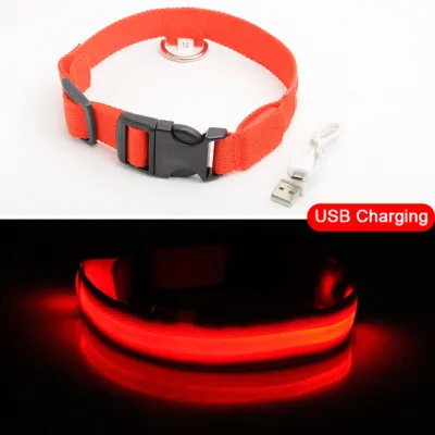 USB Charging LED Dog Collar Polyester Monochrome Leisure Universal Fit Pet Products