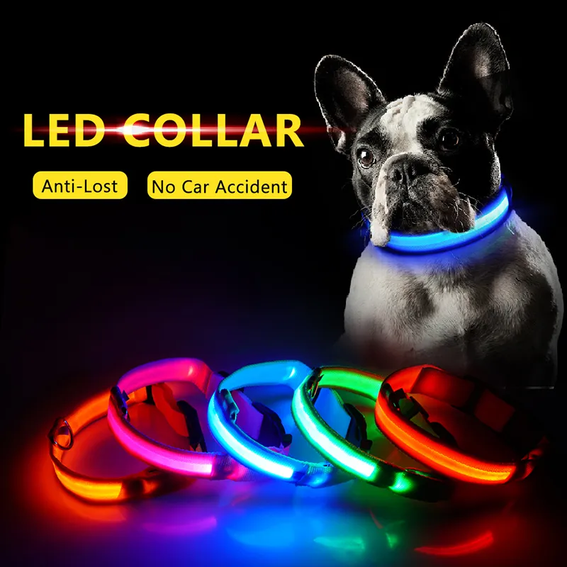 USB Charging LED Dog Collar Polyester Monochrome Leisure Universal Fit Pet Products