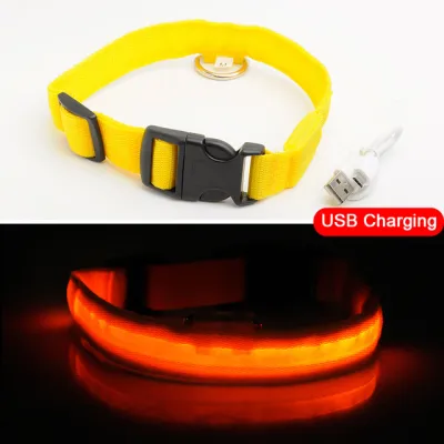 USB Charging LED Dog Collar Polyester Monochrome Leisure Universal Fit Pet Products