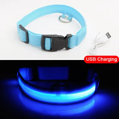 USB Charging LED Dog Collar Polyester Monochrome Leisure Universal Fit Pet Products