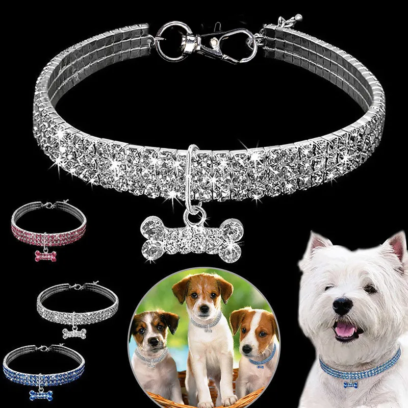 Fashion Crystal Shiny Dog Collar with Rhinestone for Pets S-3XL