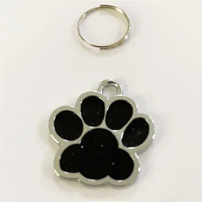 Cute Glitter Paw Pendant Dog Tags for Pets, Leisure Alloy Monochrome ID Tag, Universal Size 25-27