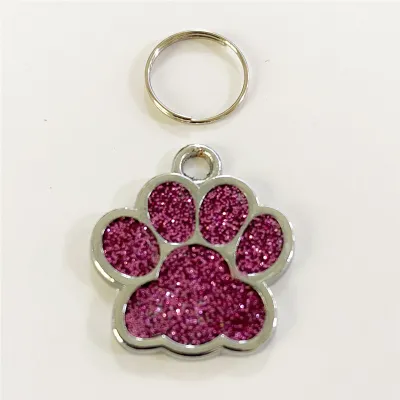 Cute Glitter Paw Pendant Dog Tags for Pets, Leisure Alloy Monochrome ID Tag, Universal Size 25-27