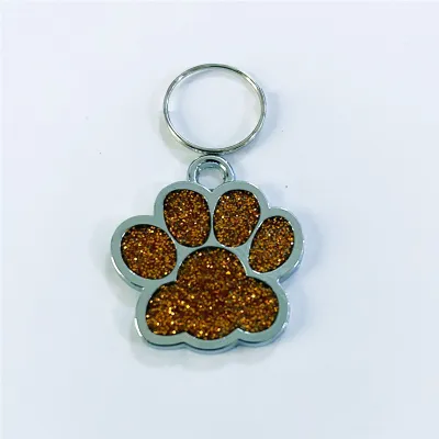 Cute Glitter Paw Pendant Dog Tags for Pets, Leisure Alloy Monochrome ID Tag, Universal Size 25-27