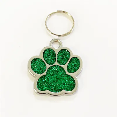 Cute Glitter Paw Pendant Dog Tags for Pets, Leisure Alloy Monochrome ID Tag, Universal Size 25-27