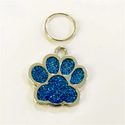 Cute Glitter Paw Pendant Dog Tags for Pets, Leisure Alloy Monochrome ID Tag, Universal Size 25-27