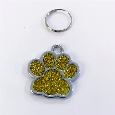 Cute Glitter Paw Pendant Dog Tags for Pets, Leisure Alloy Monochrome ID Tag, Universal Size 25-27