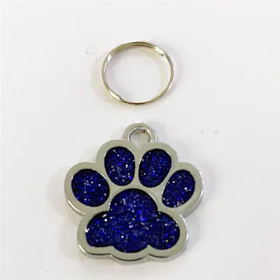 Cute Glitter Paw Pendant Dog Tags for Pets, Leisure Alloy Monochrome ID Tag, Universal Size 25-27