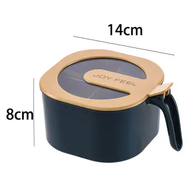 Kitchen Four Grid Plastic Seasoning Box Condiment Organizer with Lid