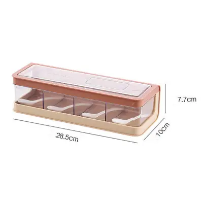 Multifunctional Kitchen Four Grid Seasoning Box with PS Material, Spice Organizer