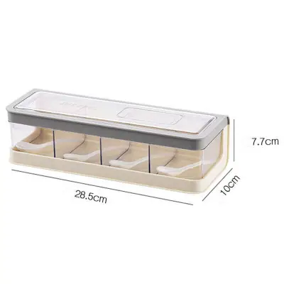 Multifunctional Kitchen Four Grid Seasoning Box with PS Material, Spice Organizer