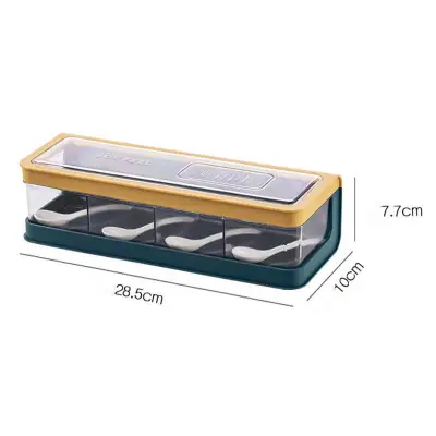 Multifunctional Kitchen Four Grid Seasoning Box with PS Material, Spice Organizer