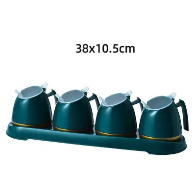 4pcs/set Plastic Condiment Jar Set for Kitchen Storage