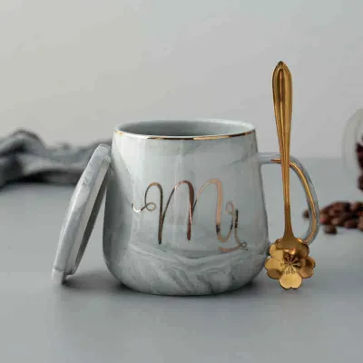 Simple Ceramic Cup with Cover for Home Kitchen
