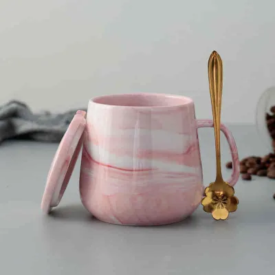 Simple Ceramic Cup with Cover for Home Kitchen