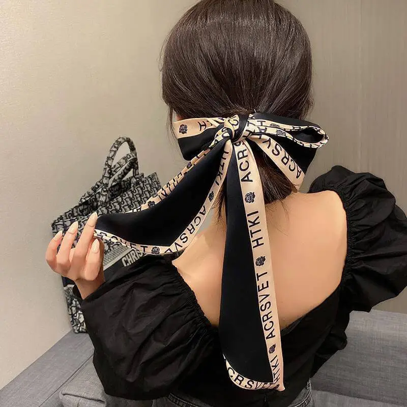 Women Temperament Letter Pattern Small Ribbon Hair Accessories Polyester