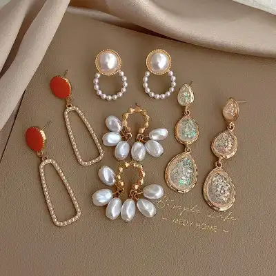 4pair/set Women Retro Geometric Design Earrings Set