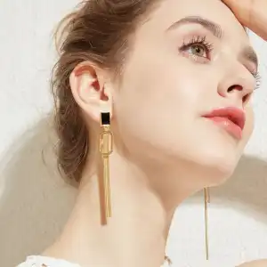 Women Temperament Geometry Tassel Earrings