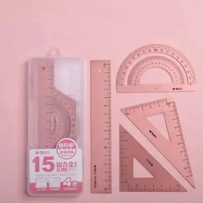 4pcs/set Student Stationery Aluminium Alloy Metal Ruler Set