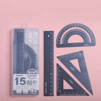 4pcs/set Student Stationery Aluminium Alloy Metal Ruler Set