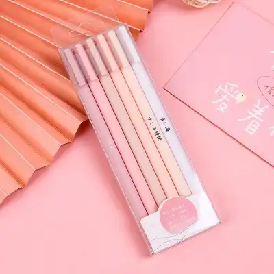 6pcs/Set Solid Color PVC Gel Pens 0.5mm Fine Point Writing Stationery