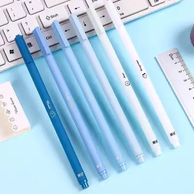 6pcs/Set Solid Color PVC Gel Pens 0.5mm Fine Point Writing Stationery