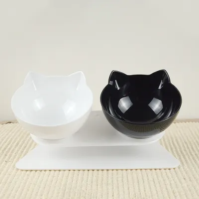 Double Bowls Plastic Food And Water Pet Feeders For Home