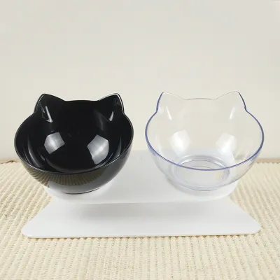 Double Bowls Plastic Food And Water Pet Feeders For Home