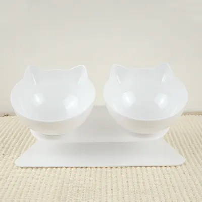 Double Bowls Plastic Food And Water Pet Feeders For Home