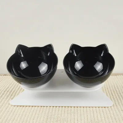 Double Bowls Plastic Food And Water Pet Feeders For Home