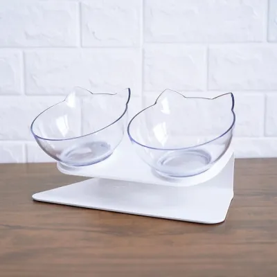 Double Bowls Plastic Food And Water Pet Feeders For Home