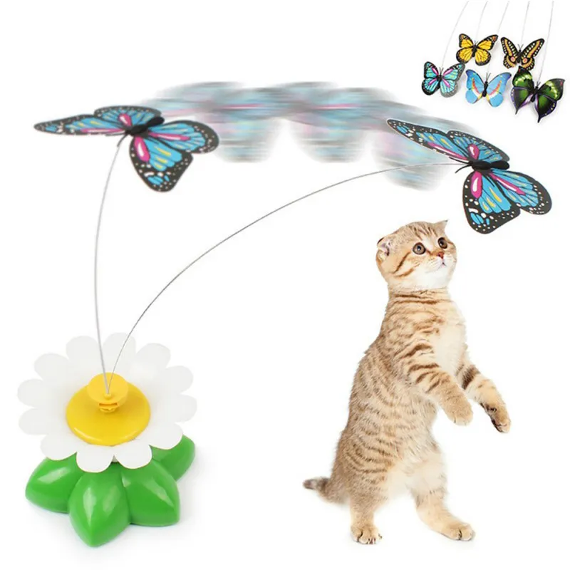 Electric Colorful Butterfly Bird Cat Toys Decoration