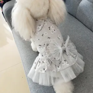 S-XL Summer Pet Dog Bow Decor Princess Dress for Mother Dogs