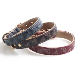 Geometric Triangle Print Pet Dog PU Collar Adjustable Pet Accessories
