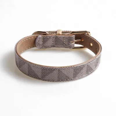Geometric Triangle Print Pet Dog PU Collar Adjustable Pet Accessories