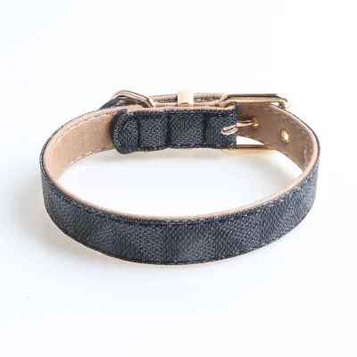 Geometric Triangle Print Pet Dog PU Collar Adjustable Pet Accessories