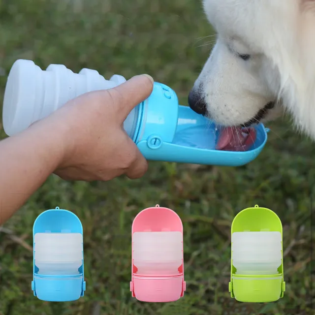 300ML Portable Foldable Pet Dog Water Cup Silica Gel Travel Bottle