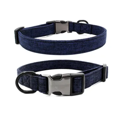 Bohemian Style Canvas Dog Collar Adjustable Half Metal Buckle Pet Accessories