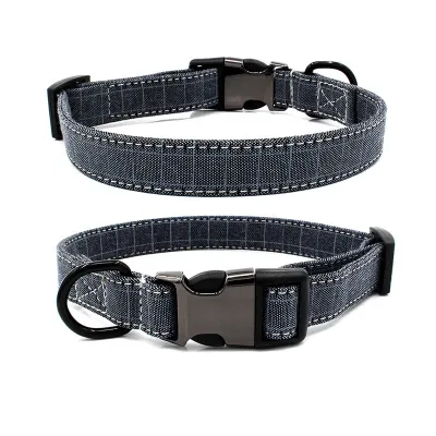Bohemian Style Canvas Dog Collar Adjustable Half Metal Buckle Pet Accessories