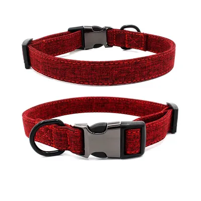 Bohemian Style Canvas Dog Collar Adjustable Half Metal Buckle Pet Accessories