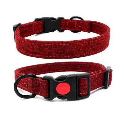 Bohemian Style Canvas Dog Collar Adjustable Half Metal Buckle Pet Accessories
