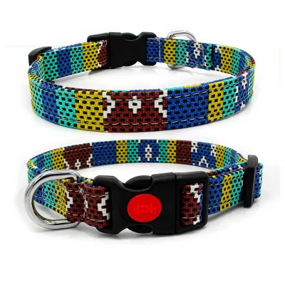 Bohemian Style Canvas Dog Collar Adjustable Half Metal Buckle Pet Accessories