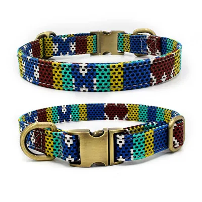 Bohemian Style Canvas Dog Collar Adjustable Half Metal Buckle Pet Accessories