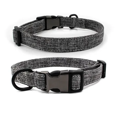 Bohemian Style Canvas Dog Collar Adjustable Half Metal Buckle Pet Accessories