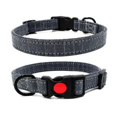 Bohemian Style Canvas Dog Collar Adjustable Half Metal Buckle Pet Accessories