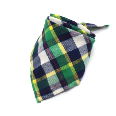 Pet Contrast Plaid Triangle Scarf Cotton