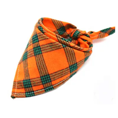 Pet Contrast Plaid Triangle Scarf Cotton